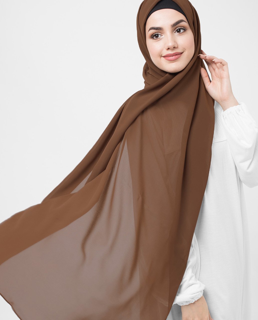 Cocoa Brown Poly Georgette Hijab Regular Cocoa Brown