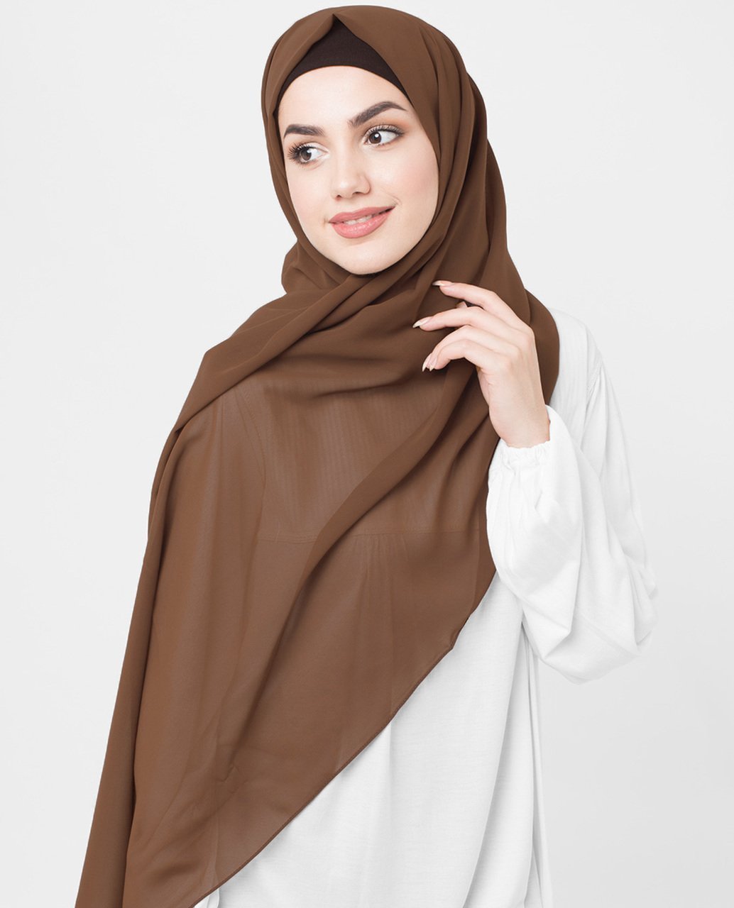 Cocoa Brown Poly Georgette Hijab Regular Cocoa Brown