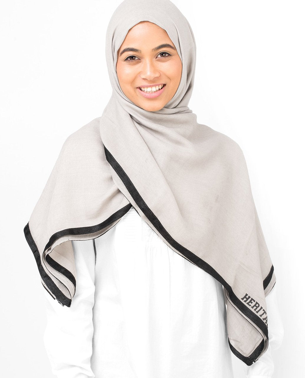 Contrast Hem Viscose Hijab Maxi Beige