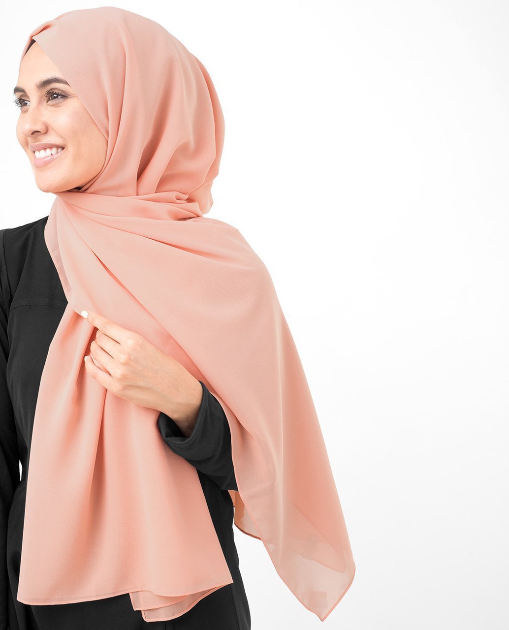 Coral Pink Poly Georgette Hijab Regular