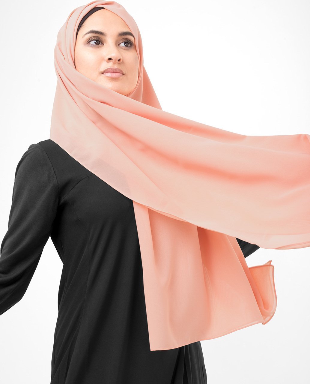 Coral Pink Poly Georgette Hijab Regular