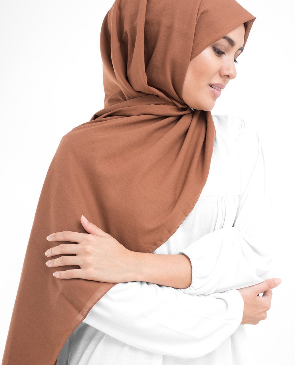 Cotton Voile Hijab in Cinnamon Stick Brown Color Regular Cinnamon Stick Brown