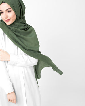 Cotton Voile Hijab in Deep Grass Green Regular Deep Grass Green 