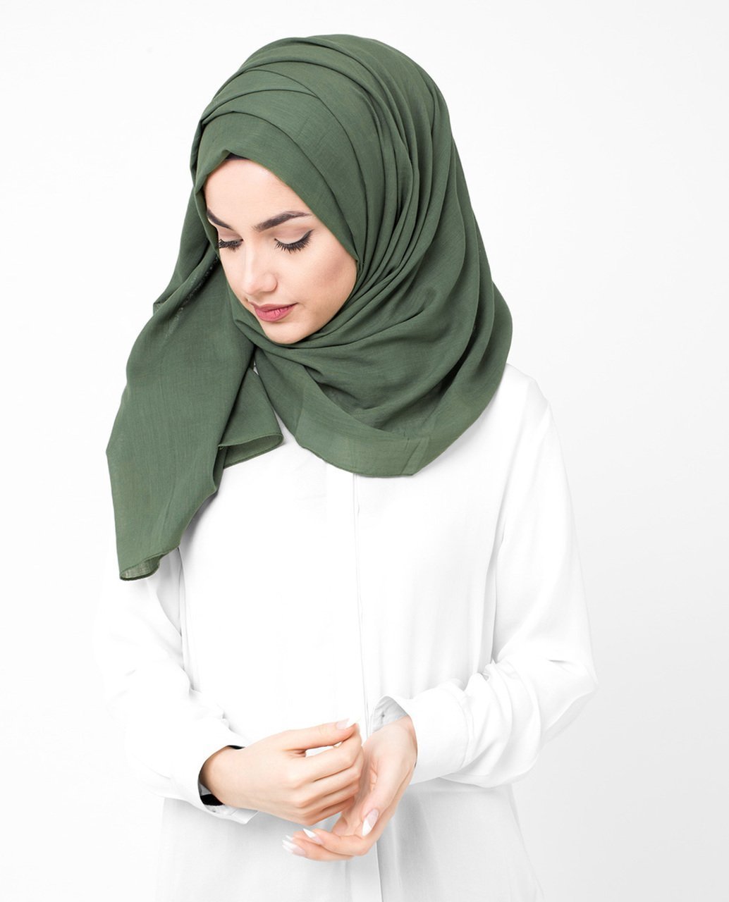 Cotton Voile Hijab in Deep Grass Green Regular Deep Grass Green