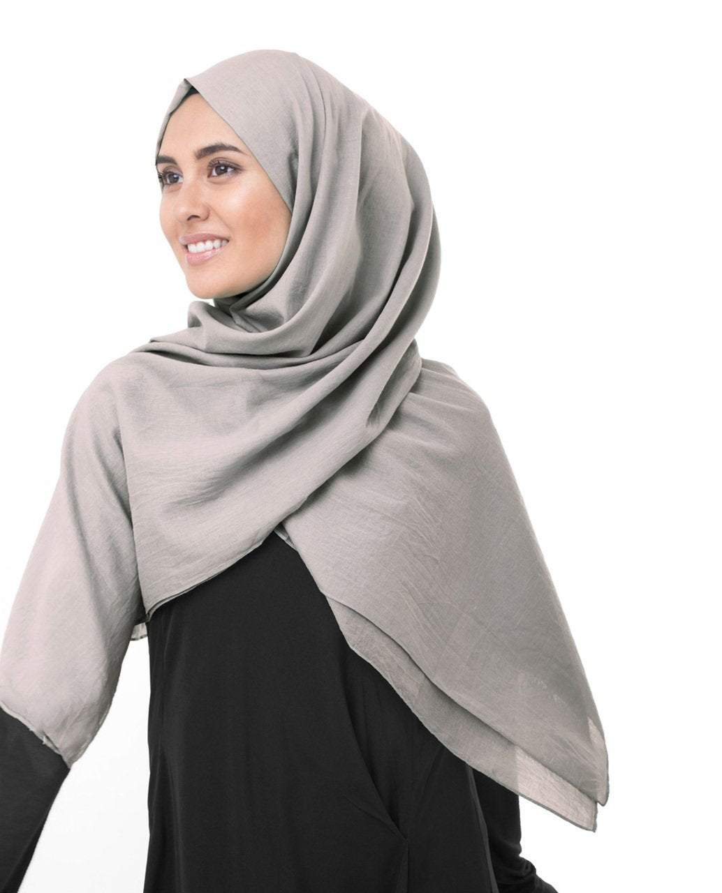Cotton Voile Hijab in Ghost Grey Color Regular Ghost Grey