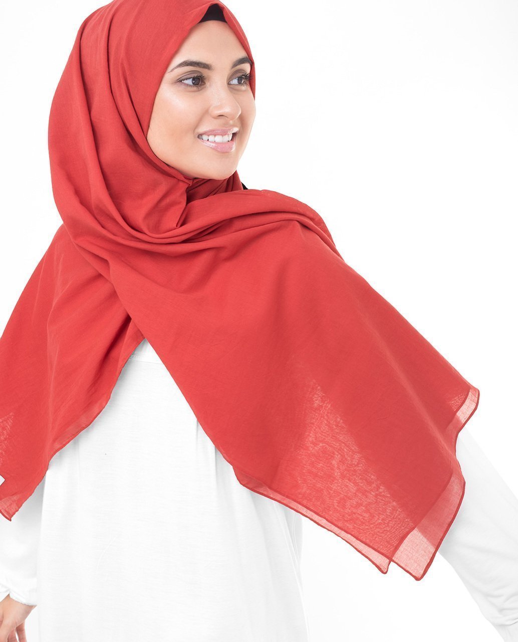 Cotton Voile Hijab in High Risk Red Color Regular High Risk Red