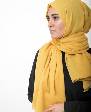 Cotton Voile Hijab in Lemonade Yellow Color Regular Lemonade Yellow