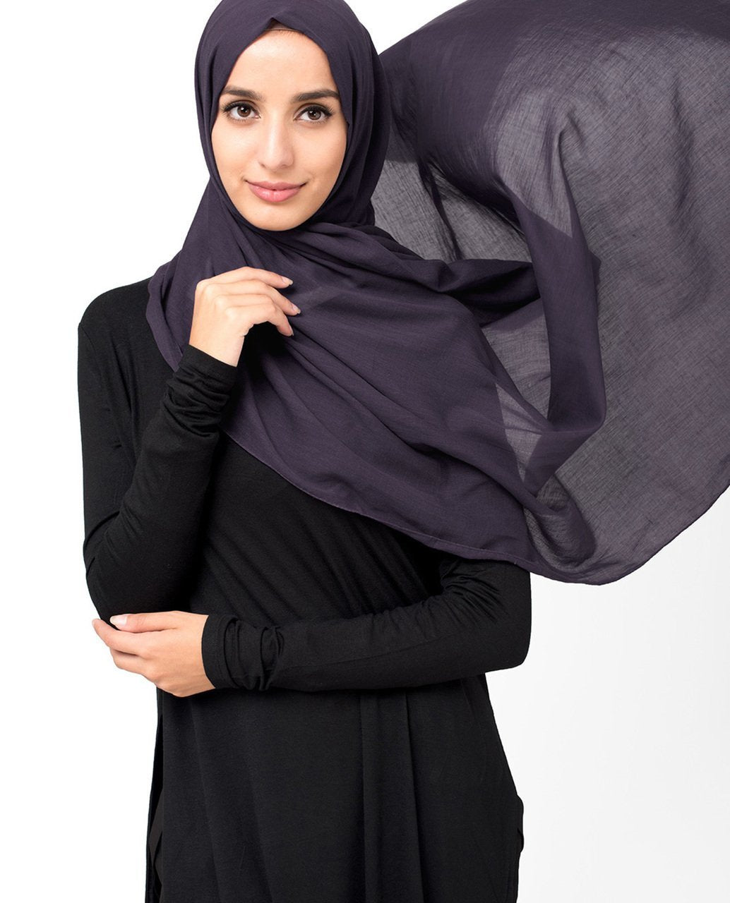 Cotton Voile Hijab in Loganberry Color Regular Loganberry