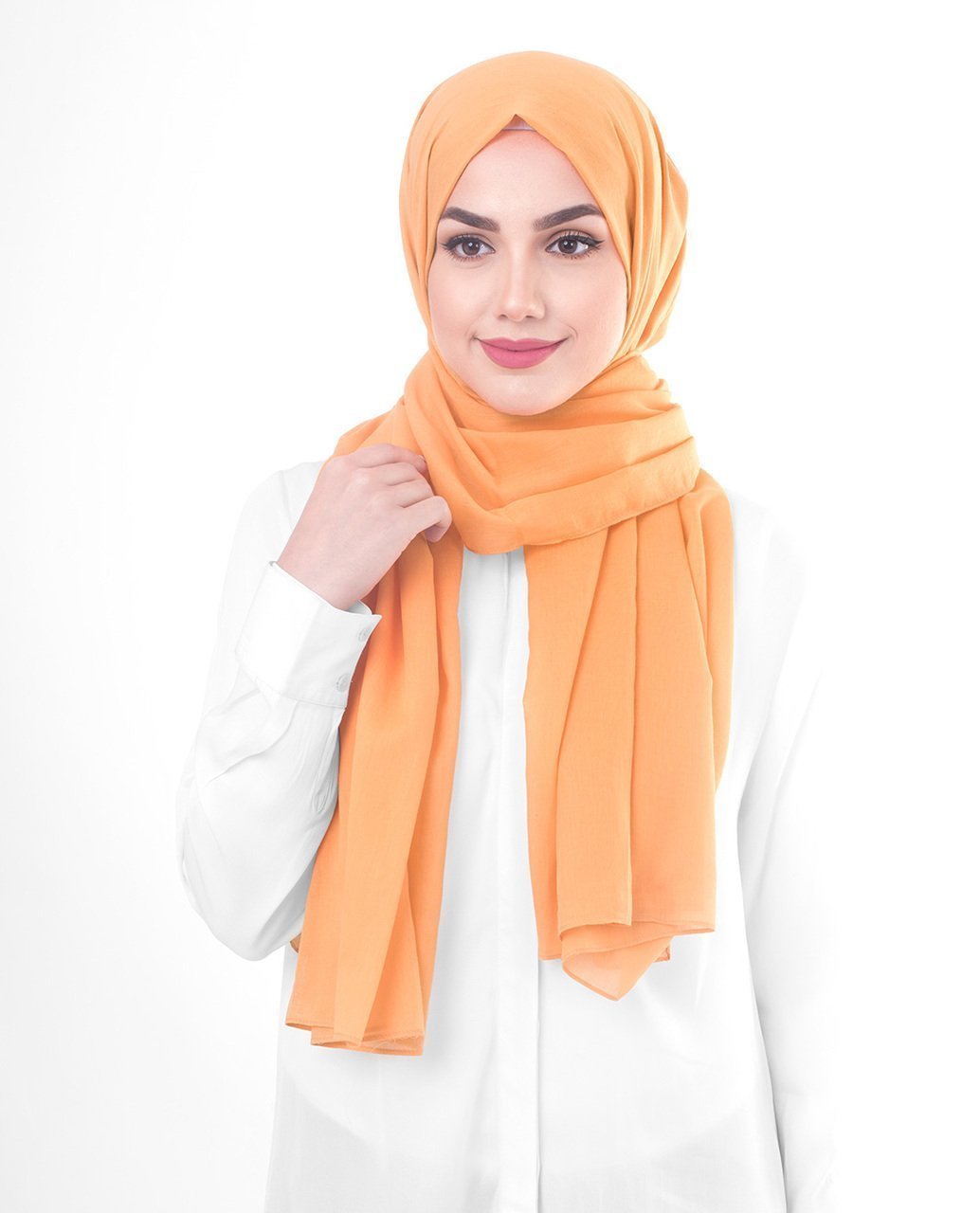 Cotton Voile Hijab in Tangerine Color Regular Tangerine