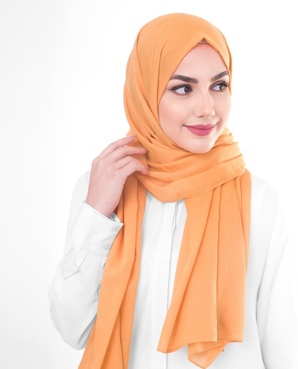 Cotton Voile Hijab in Tangerine Color Regular Tangerine