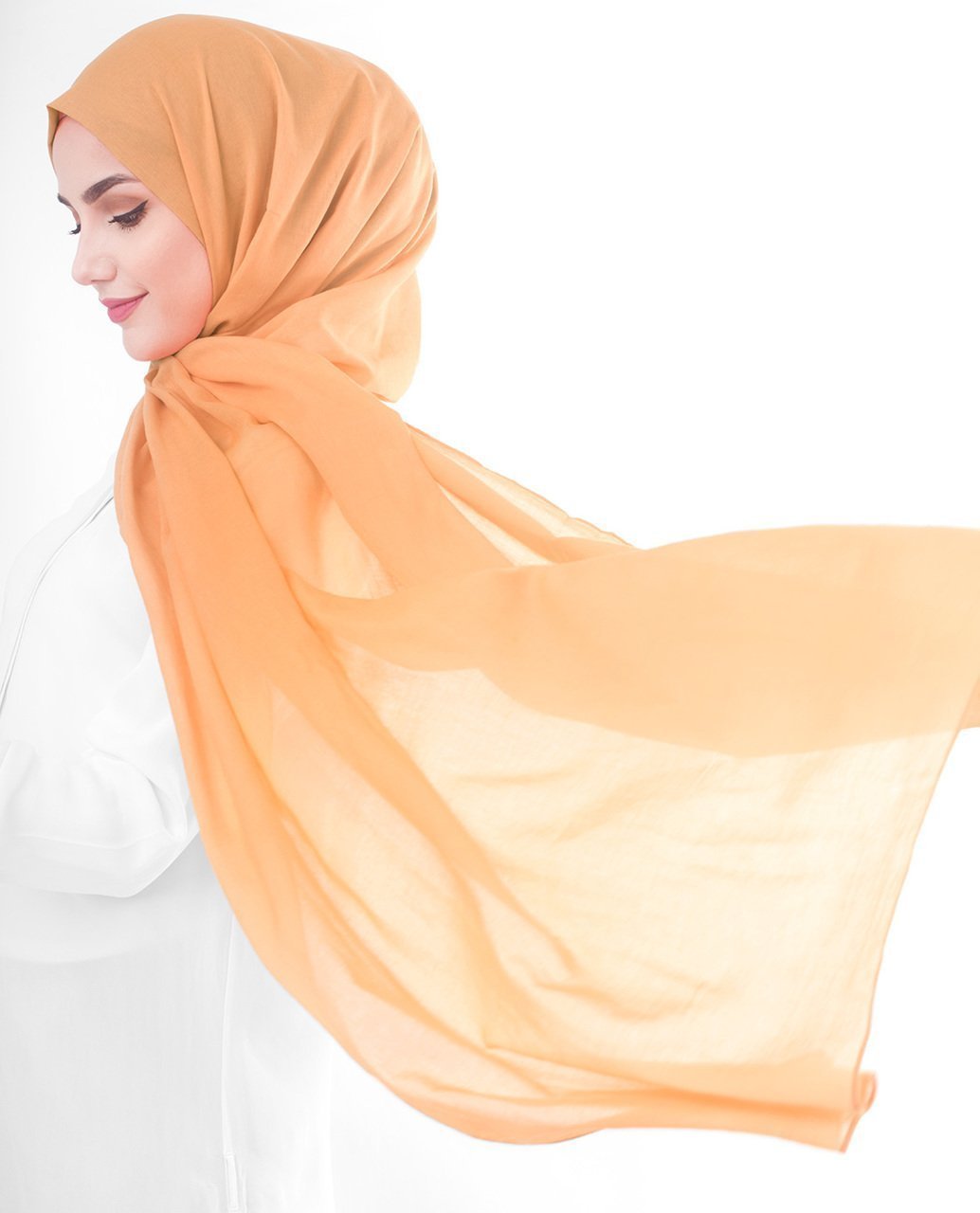 Cotton Voile Hijab in Tangerine Color Regular Tangerine