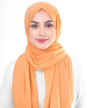 Cotton Voile Hijab in Tangerine Color Regular Tangerine