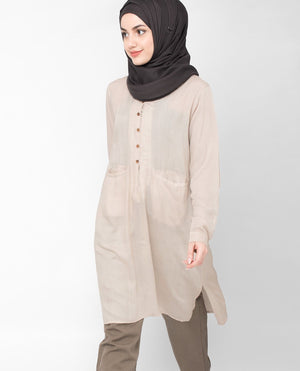 Creamy Button Up tunic Slim