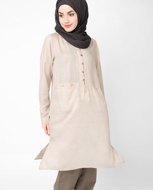 Creamy Button Up tunic Slim