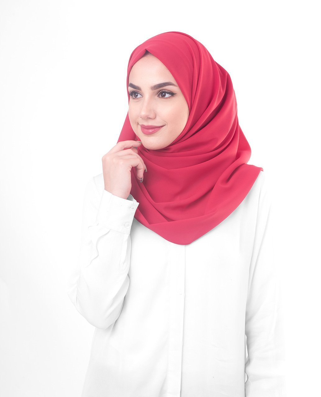 Crimson Poly Georgette Hijab Regular Crimson Red