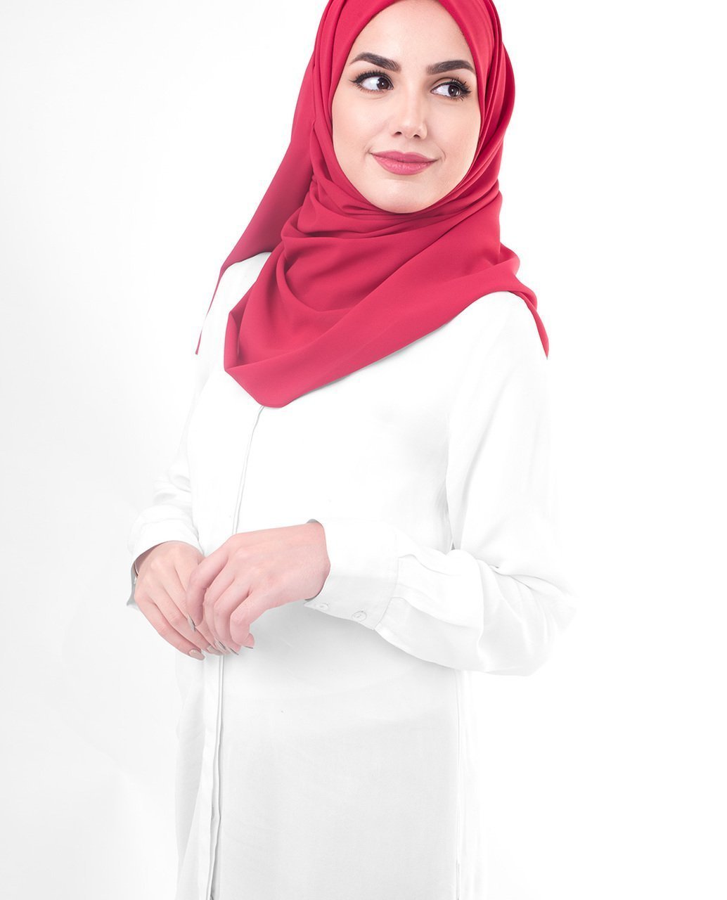 Crimson Poly Georgette Hijab Regular Crimson Red