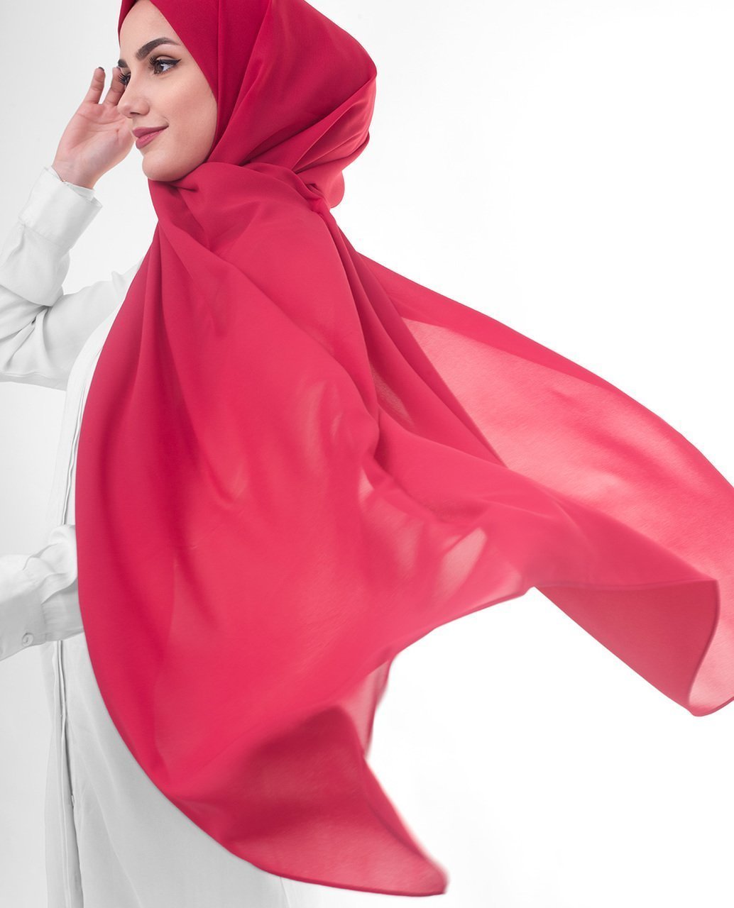 Crimson Poly Georgette Hijab Regular Crimson Red