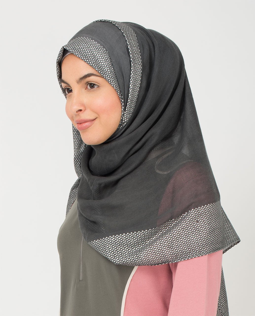 Dark Shadow and Silver Hijab Regular Dark Shadow and Silver