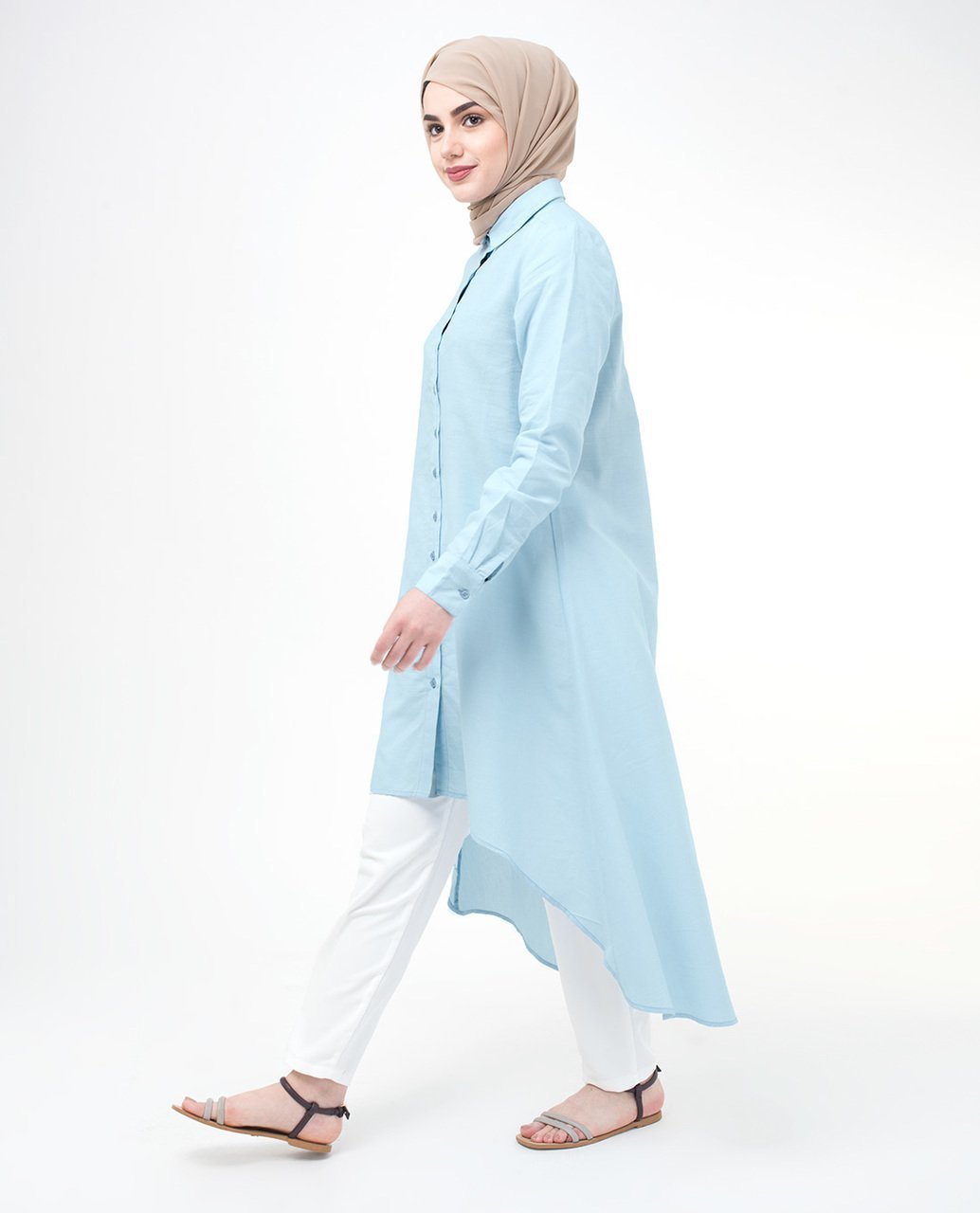 Dip Hem Shirt Dress Small Petite (- 5'2") Blue