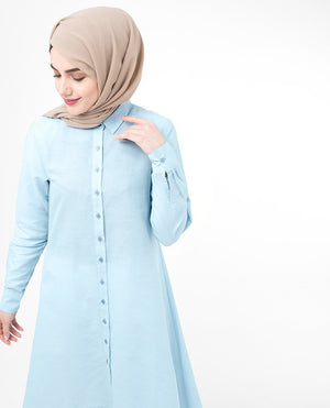 Dip Hem Shirt Dress Small Petite (- 5'2") Blue