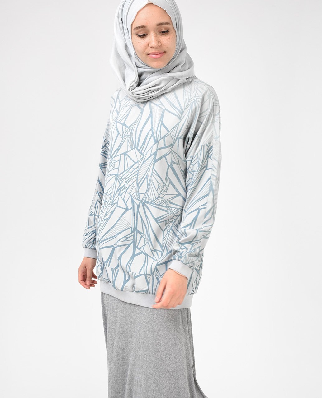 Dusty Blue Crew Neck Top Slim