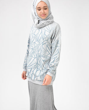 Dusty Blue Crew Neck Top Slim