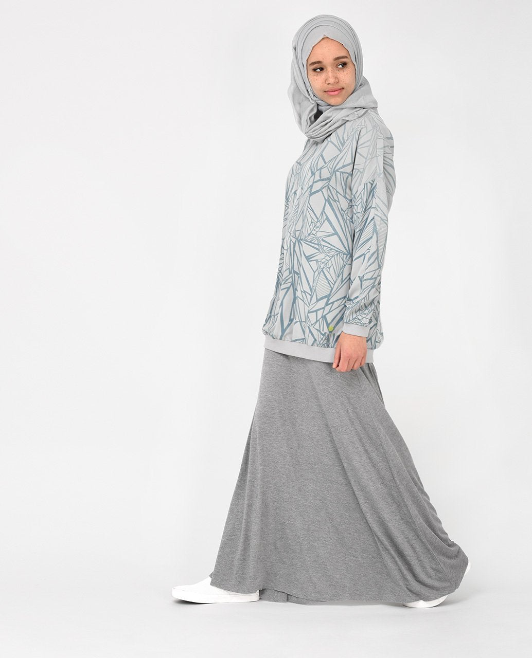 Dusty Blue Crew Neck Top Slim