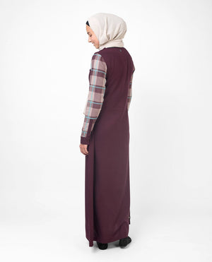 Feminine Checked Deep Purple Abaya Jilbab S 54 Purple