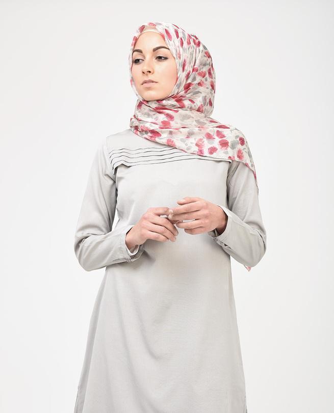 Floral Pink Beige Hijab Regular Pink
