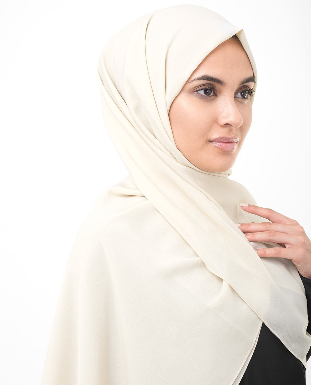 Fog Beige Poly Georgette Scarf Regular Fog Beige