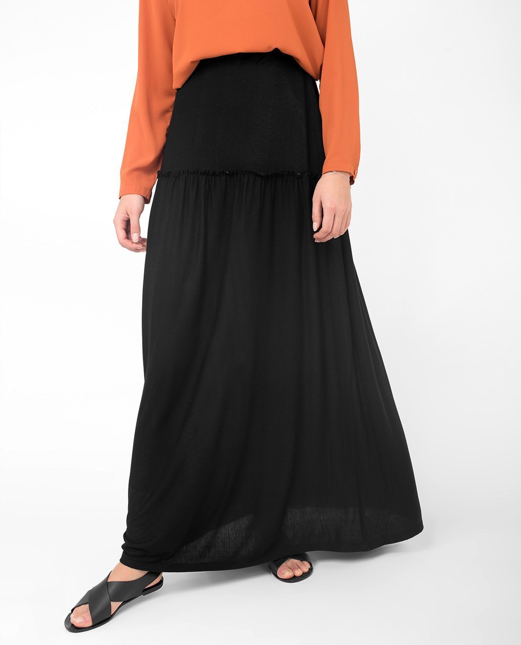Full Length Black Flared Skirt S 5'2" Black