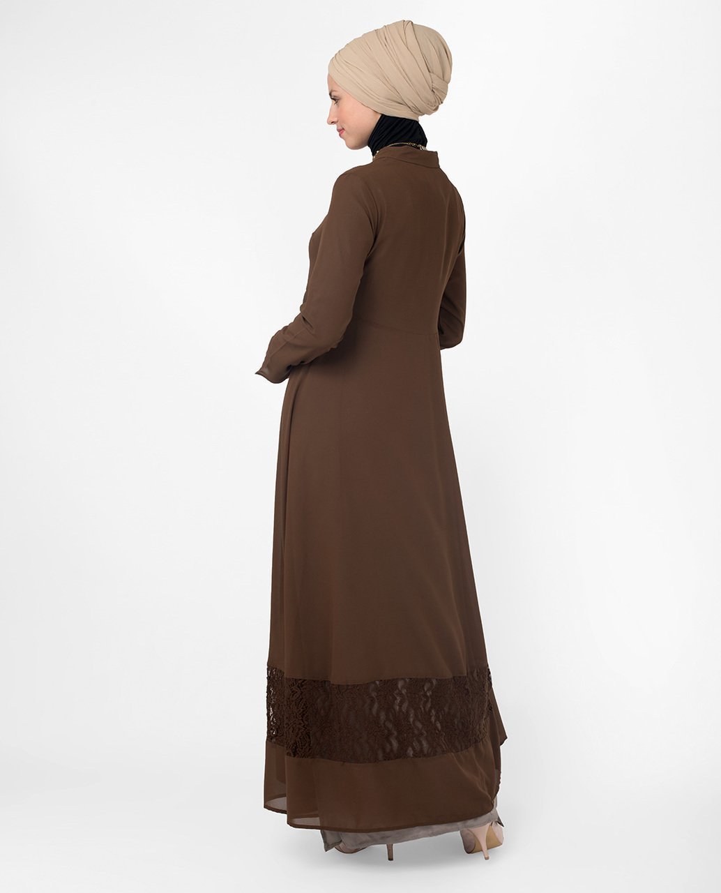 Full Length Brown Elegant Lace Outerwear Small (8-10) Petite (- 5'2") Brown
