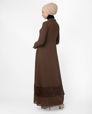 Full Length Brown Elegant Lace Outerwear Small (8-10) Petite (- 5'2") Brown