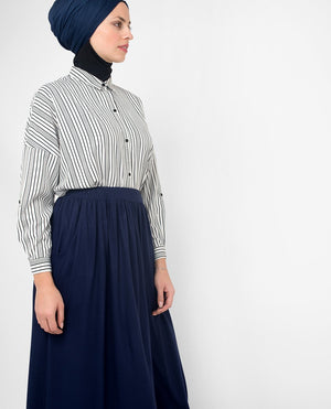 Full Length Navy Flared Skirt S 5'2" Navy