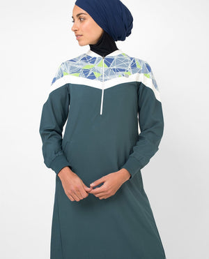 Geo Print Casual Sporty Jilbab S 54 Green