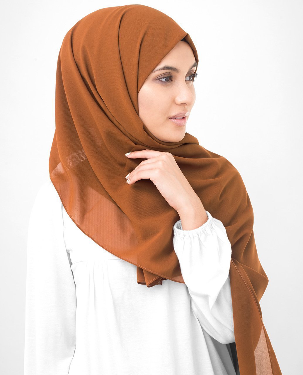 Glazed Ginger Brown Poly Georgette Hijab Regular Glazed Ginger Brown