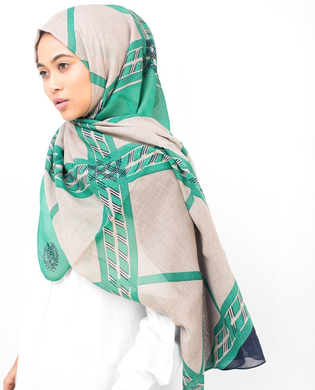Green Check Viscose Hijab Regular Green