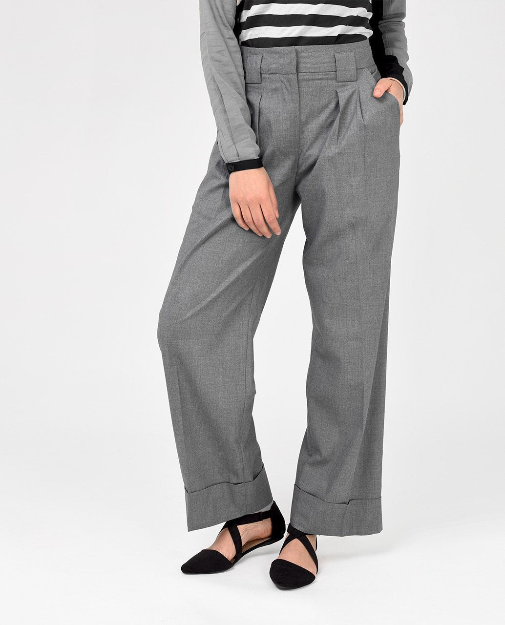 Grey classic fit trousers Slim Petite (W28 L28)