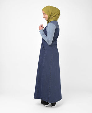 Grey Contrast Denim Jilbab S 54 Denim Blue