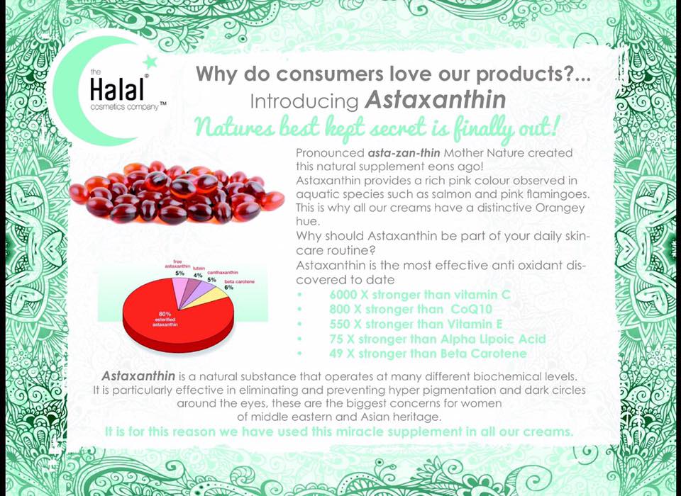 Halal Moisturizing Day Cream with Astaxanthin Ingredient List