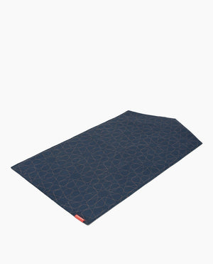 Islamic Prayer Mat Rug Janamaz in Blue Geometric Denim Arch-shaped Blue