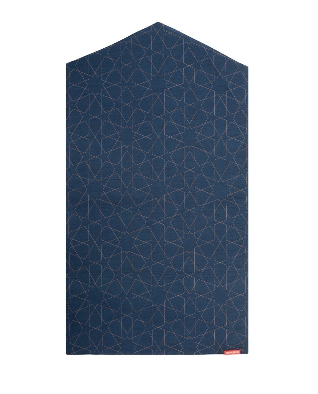 Islamic Prayer Mat Rug Janamaz in Blue Geometric Denim Arch-shaped Blue 