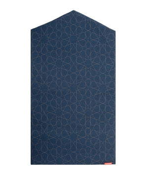Islamic Prayer Mat Rug Janamaz in Blue Geometric Denim Arch-shaped Blue
