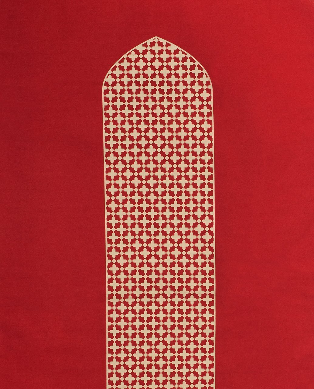 Mashrabiya Arch Shaped Islamic Prayer Mat Rug Janamaz Red