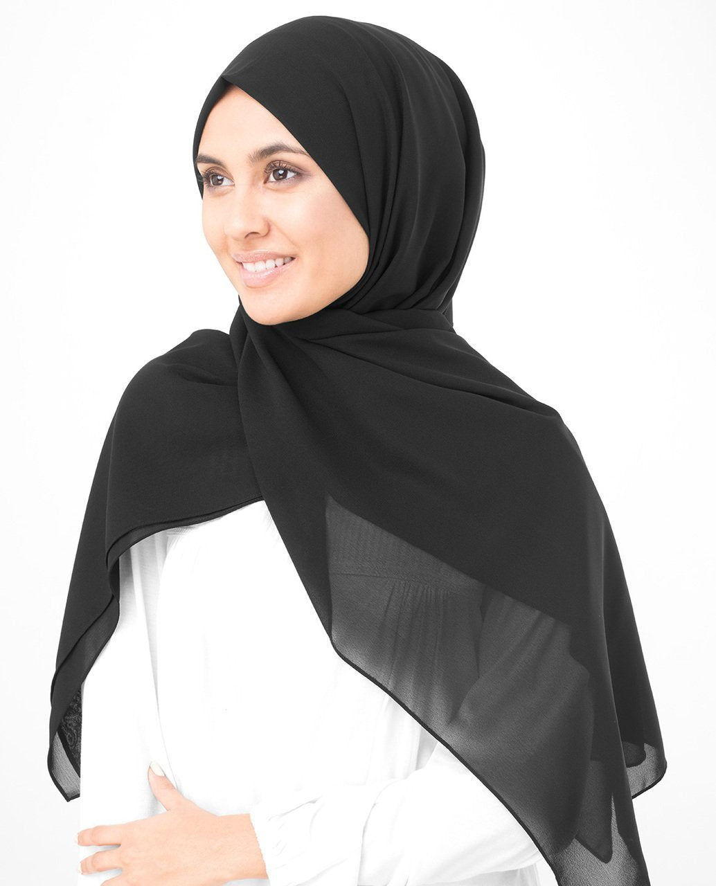 Jet Black Poly Georgette Hijab Regular Jet Black