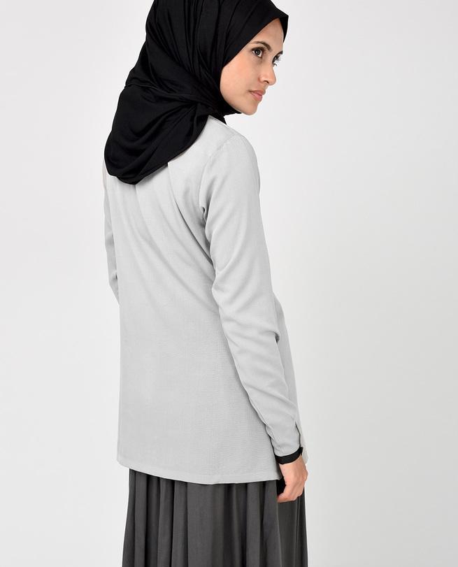 Light Grey and Black Crepe Top Slim