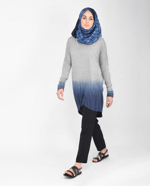 Light Grey and Petrol Blue Top Slim