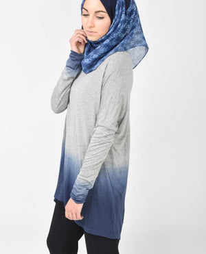 Light Grey and Petrol Blue Top Slim