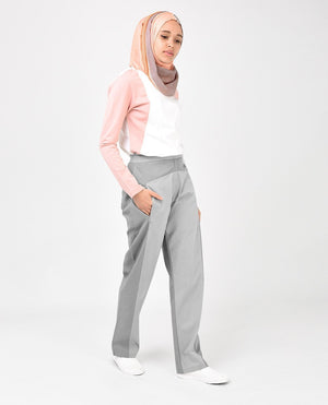 Light Grey Straight Leg Trousers Slim Petite (W28 L28)