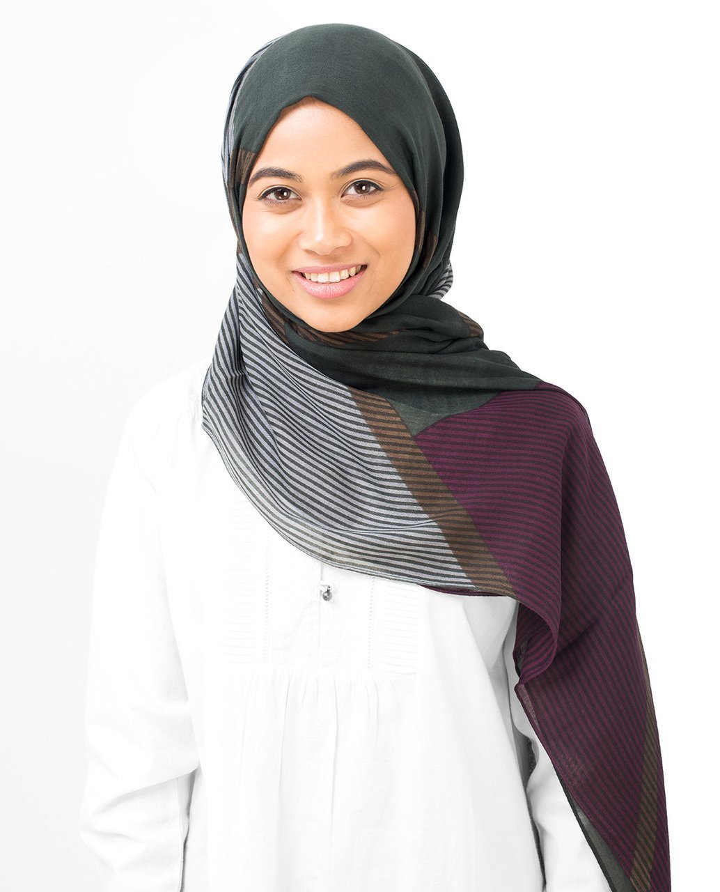 Lines Of Blocks Black, Grey & Purple Hijab Maxi